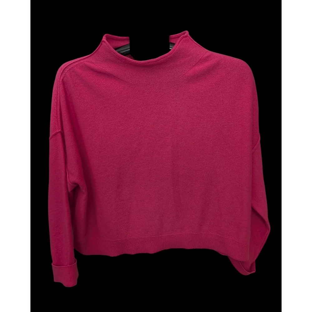 Quince Mongolian Cashmere Sweater Mockneck M Raspberry Luxury Preppy Pullover